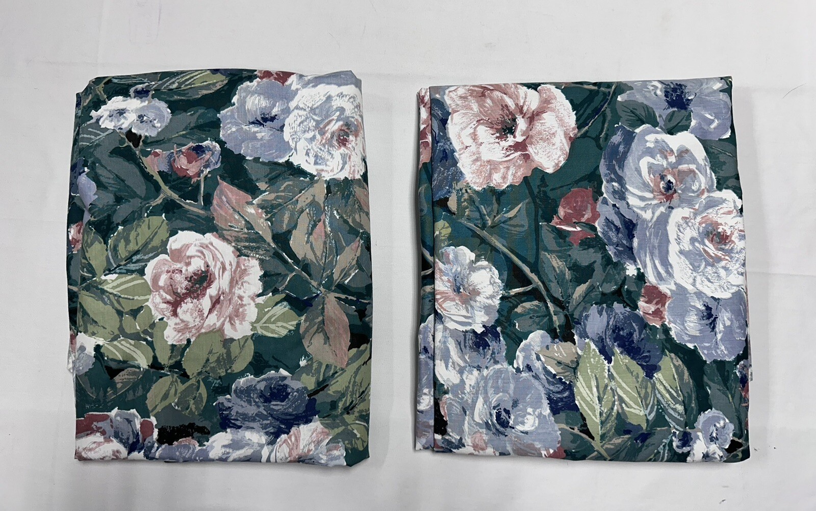 Vintage Croscill Home Curtains Panels Drape Valance Cottage Floral Green 90s Lot