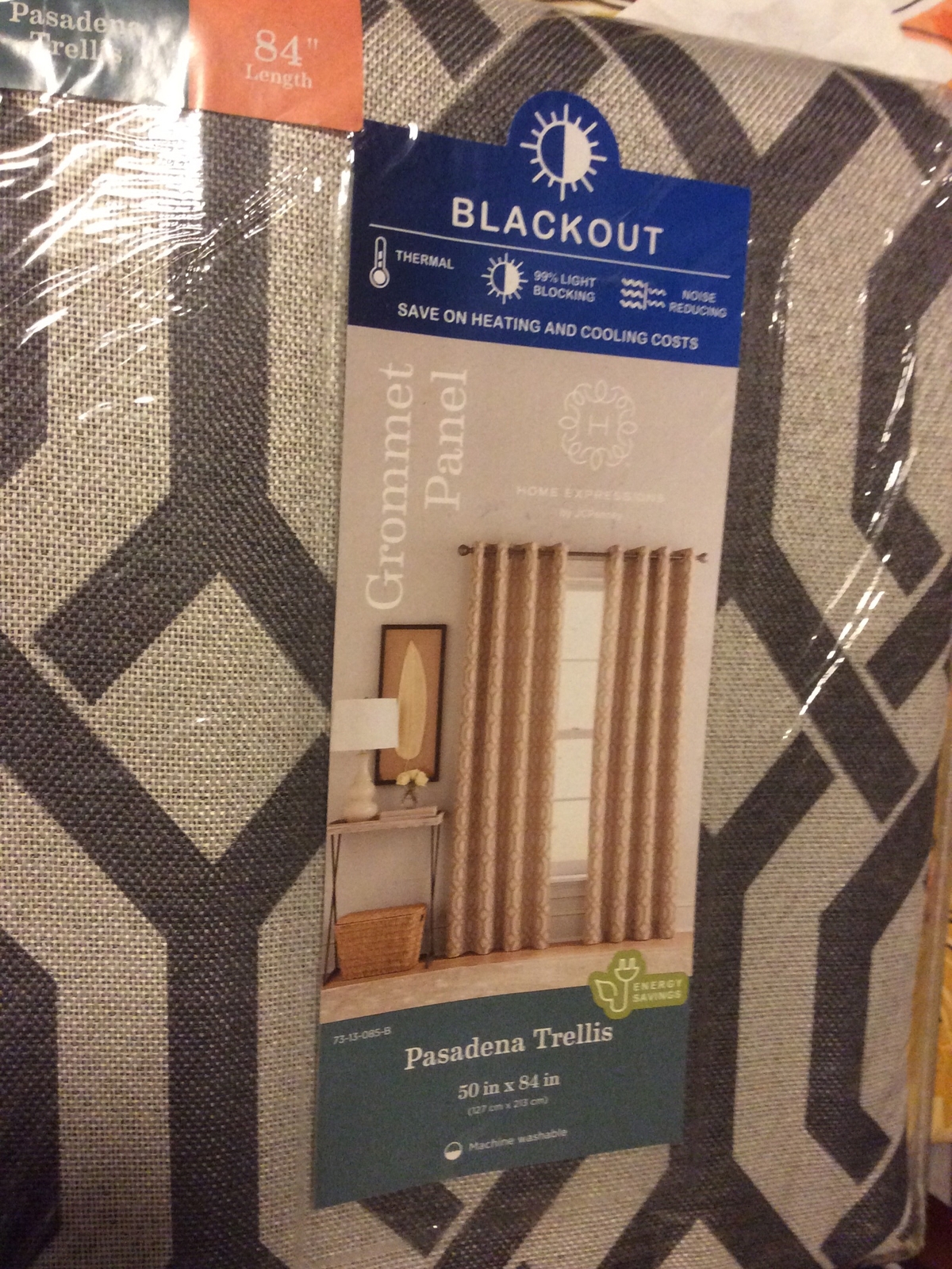 (2) Pc Home Expressions Factory Grey Pasadena Trellis Grommet Panel, 50″x 84”