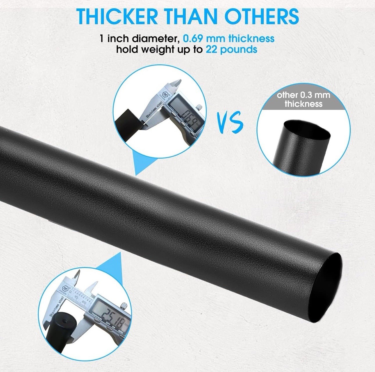 Industrial Black Curtain Rod for Windows adjustable from 48″to 84″, 1 in