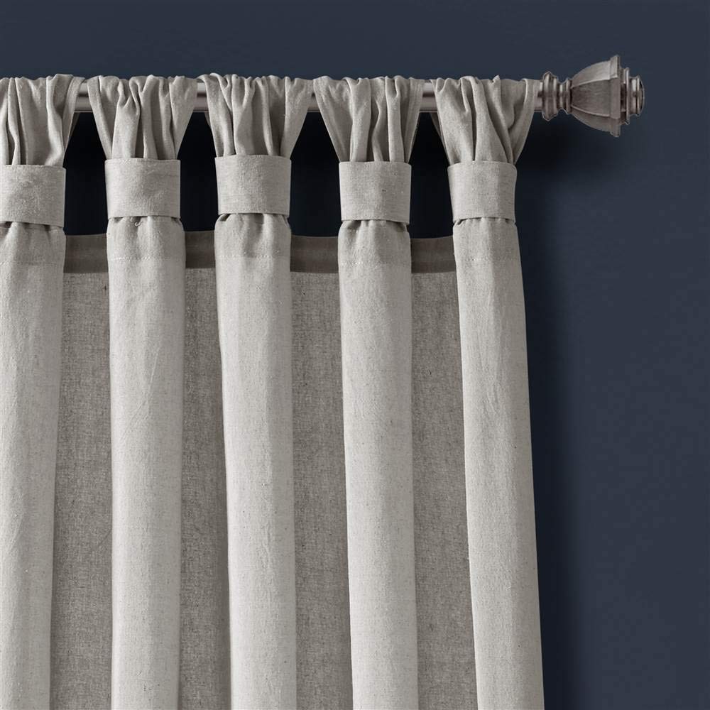Lush Decor Burlap Knotted Tab-Top Window Curtain Panel Pair 45W X 84L Light Gray