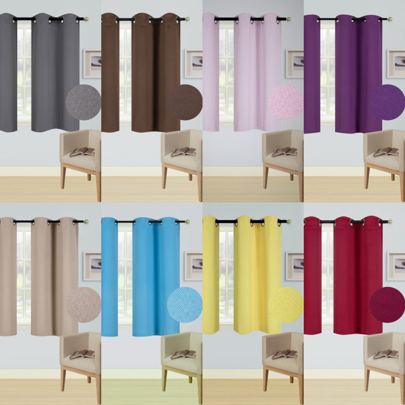 1 SET 100% BLACKOUT INSULATE THERMAL SHORT PANELS WINDOW CURTAIN IN 36″ 54″ 63″L