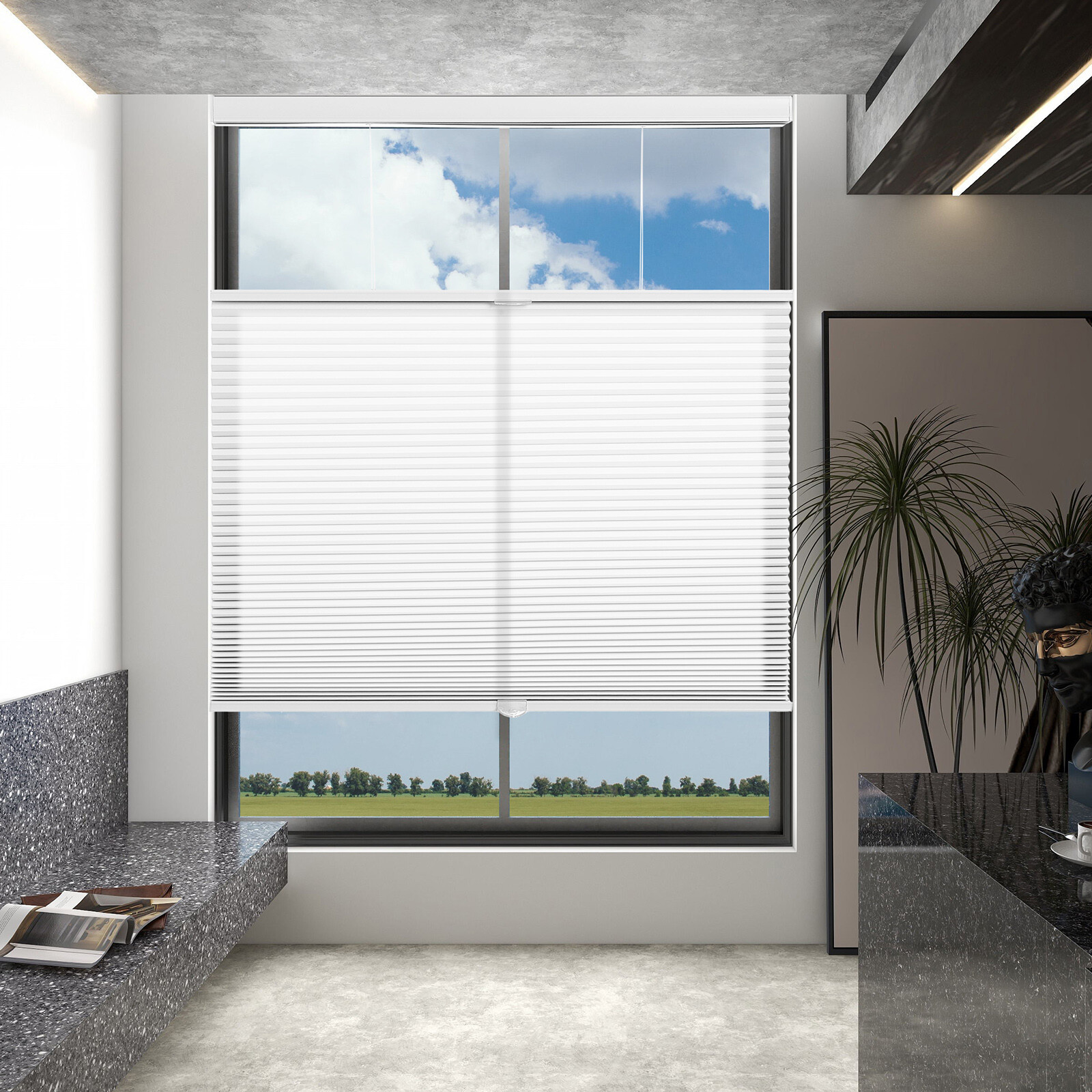 CUSTOM CUT Honeycomb Top Down Bottom Up Light Filtering Cordless Cellular Shades