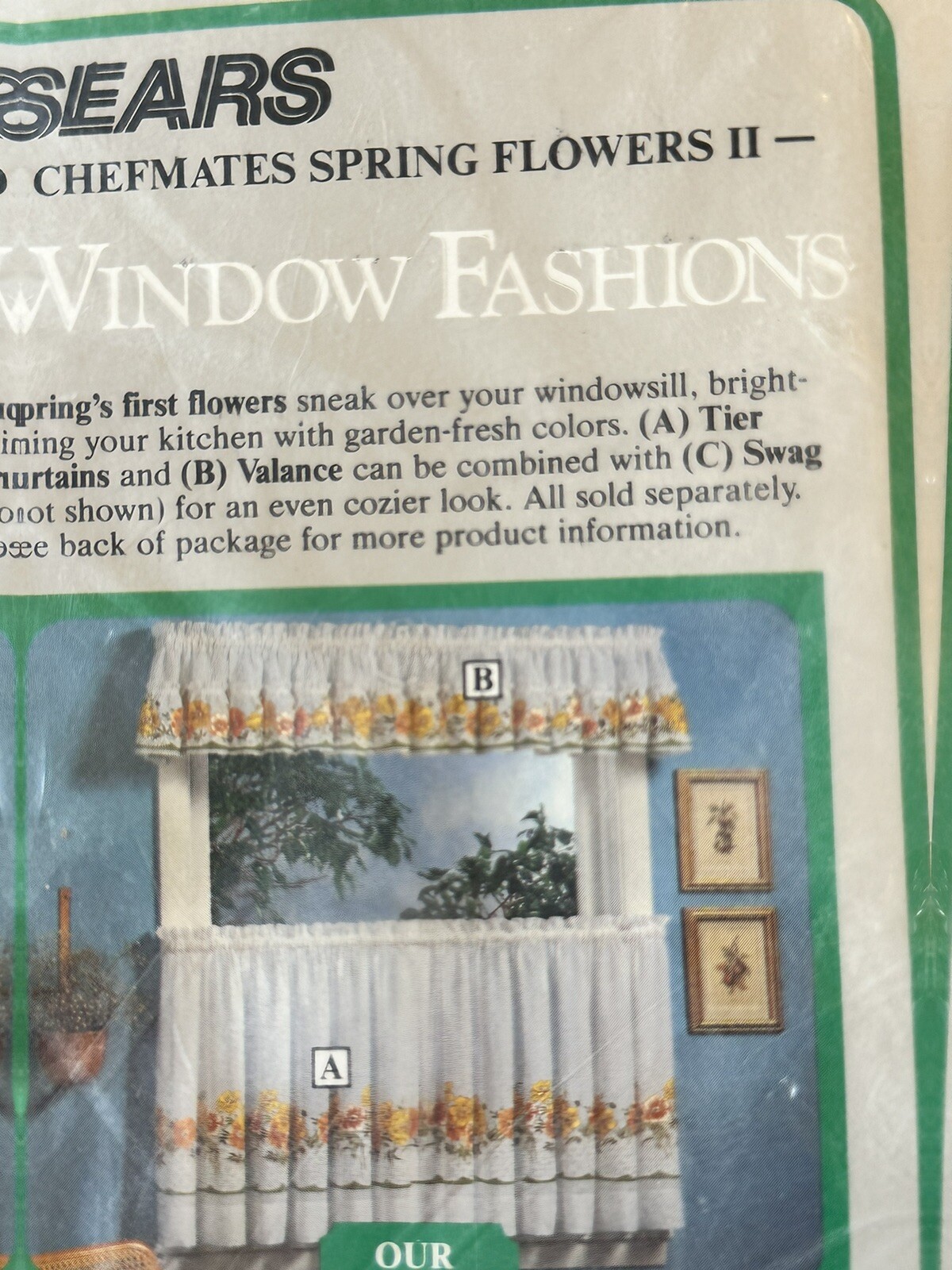Sears Chefmates Spring Flowers Fashions (A) Tier Curtains 68×36 505 Lemon Yellow