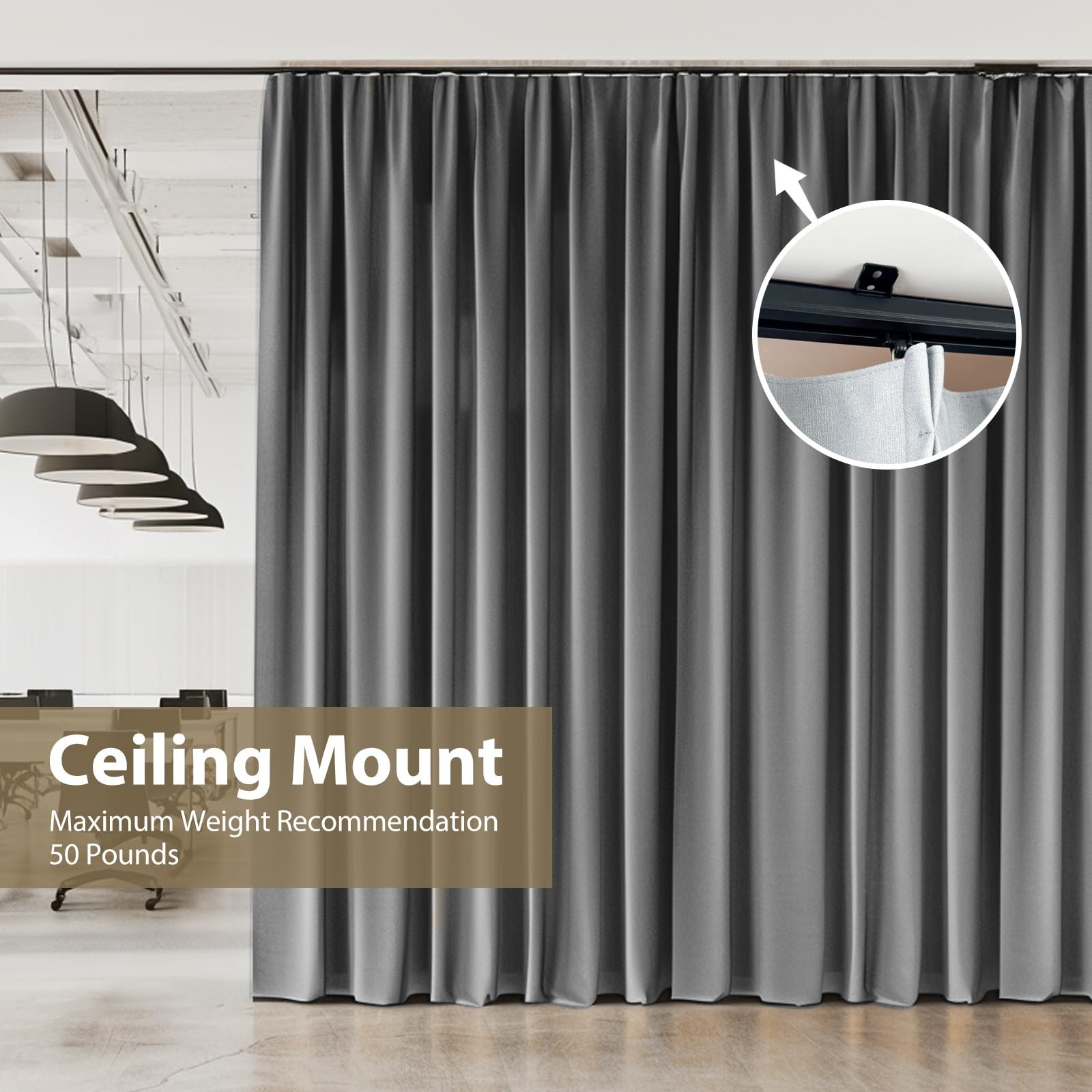 Curtain Tracks Ceiling Wall Mounted Heavy-Duty Curtains Rails Room Divider Tr…