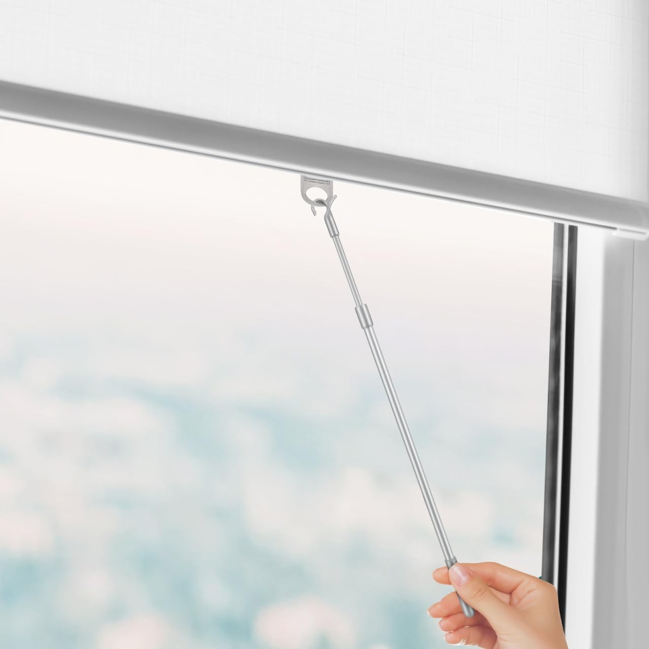 Blind Wand Replacement 23.62In Telescopic Vertical Blinds Rod with Hook Windo…