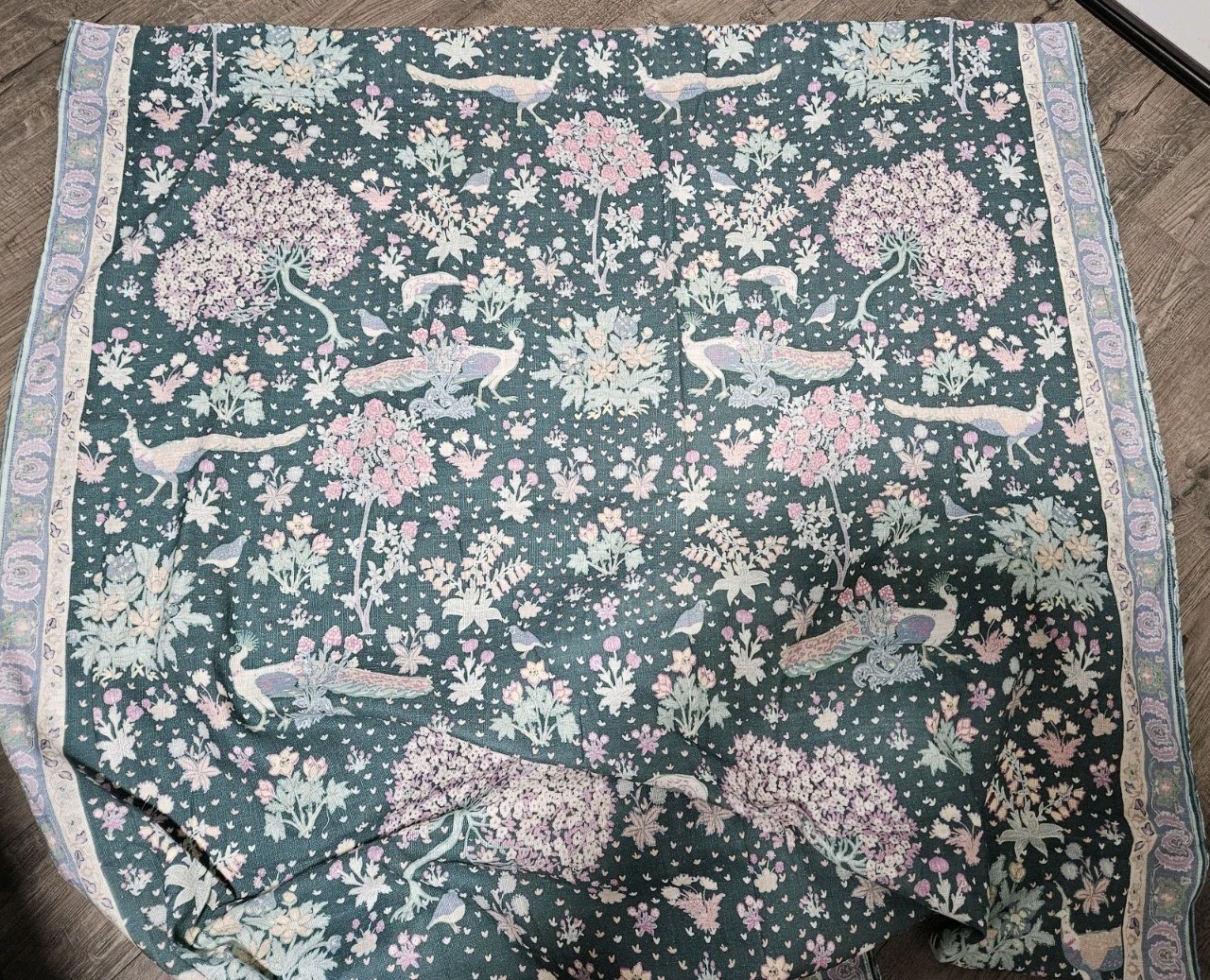 Anthropologie Darby Peacock Floral Cotton Window Curtain Panel Whimsical 50″×96″