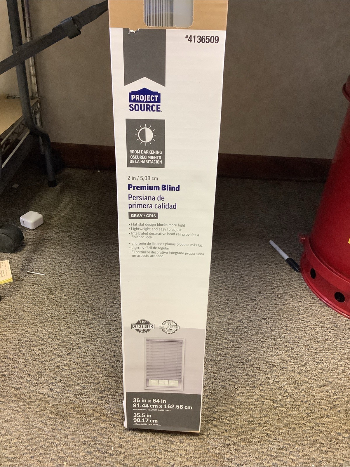 Project Source Gray Room Darkening Horizontal Blinds 2 in Slat 36 x 64 in