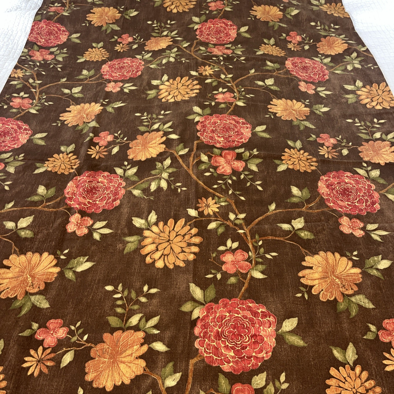 Pier 1 Curtain Panels Set Of 2 Brown Floral Earth Tones Cotton Hidden Tab 52×84”