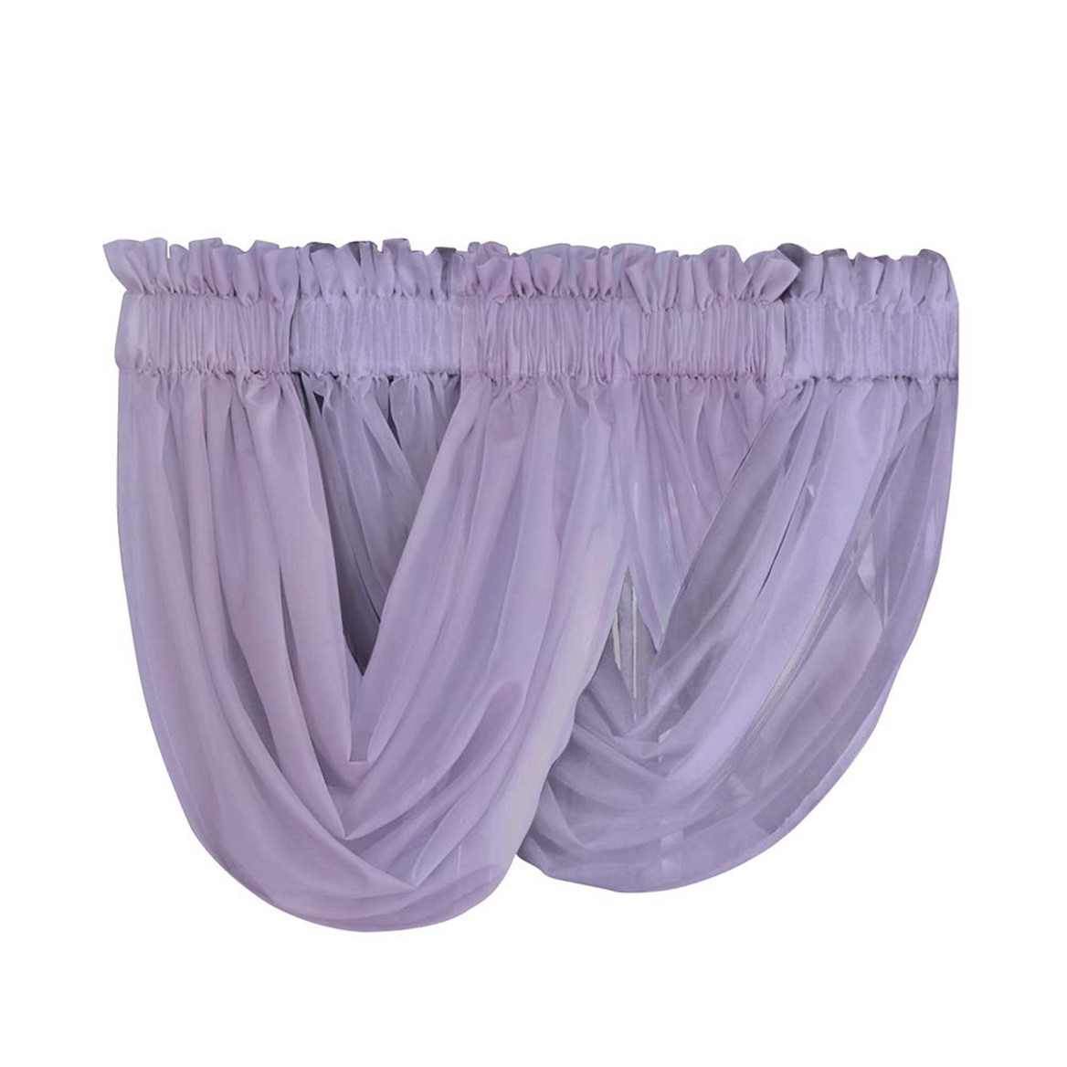 2-Piece Sheer Scoop Valance Set, Taupe