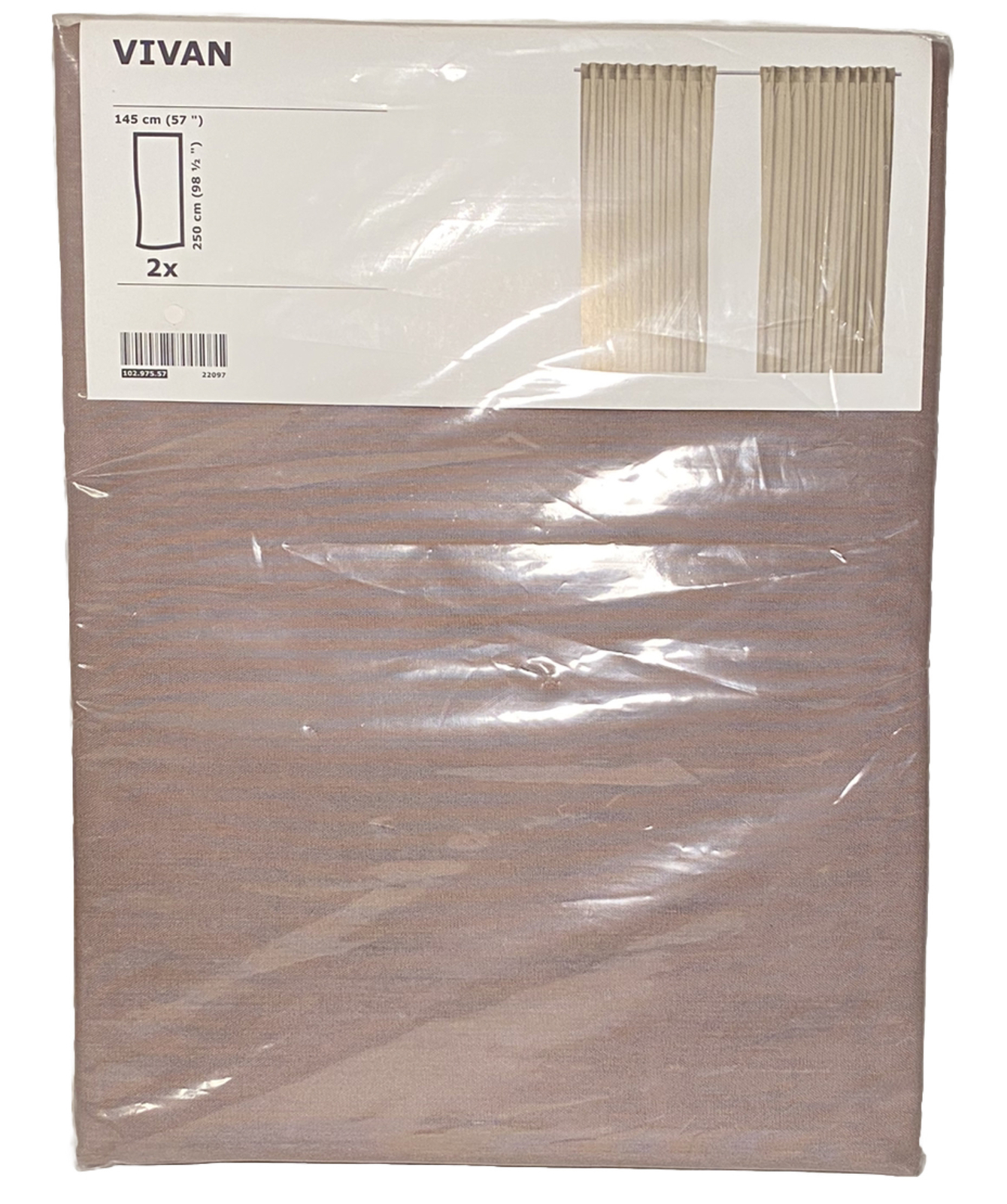 IKEA Vivan Curtain Panels Beige 2 Pack Polyester Cotton mix 57 x 98.5 inch
