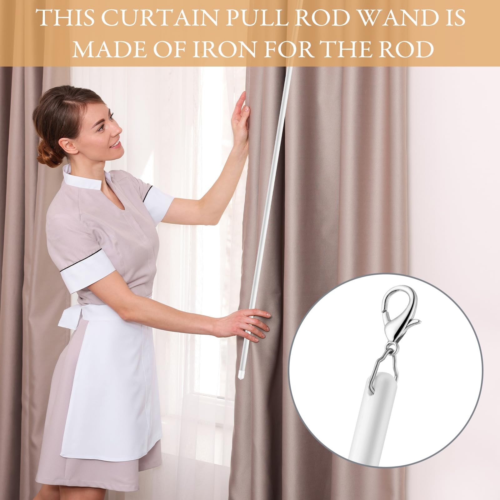 10 Pack 36 Inch Acrylic Curtain Pull Wands Drapery Pull Rod White Versatile F