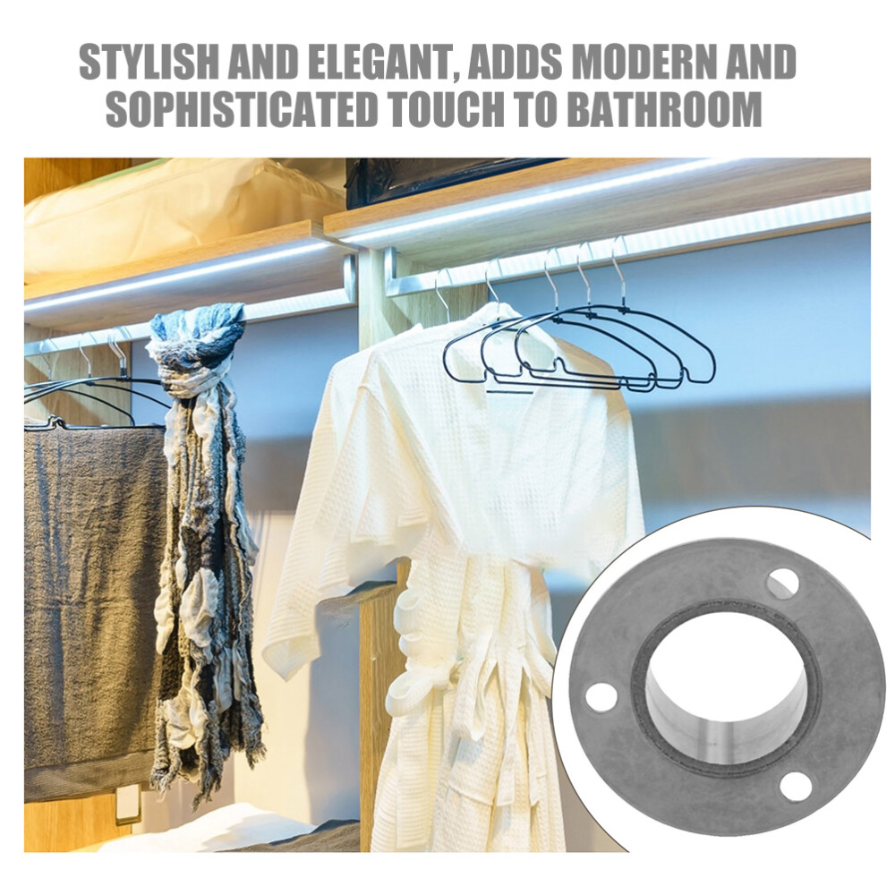 Stainless Steel Pole Flanges Shower Curtain Rod Holders Closet Rod Brackets