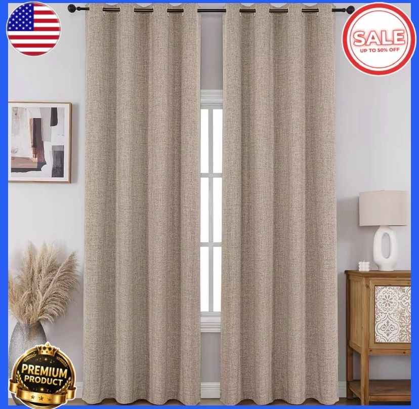Blackout Window Curtains Curtain 100% Fabric 84 inches Pair Eyelet for Bedroom..