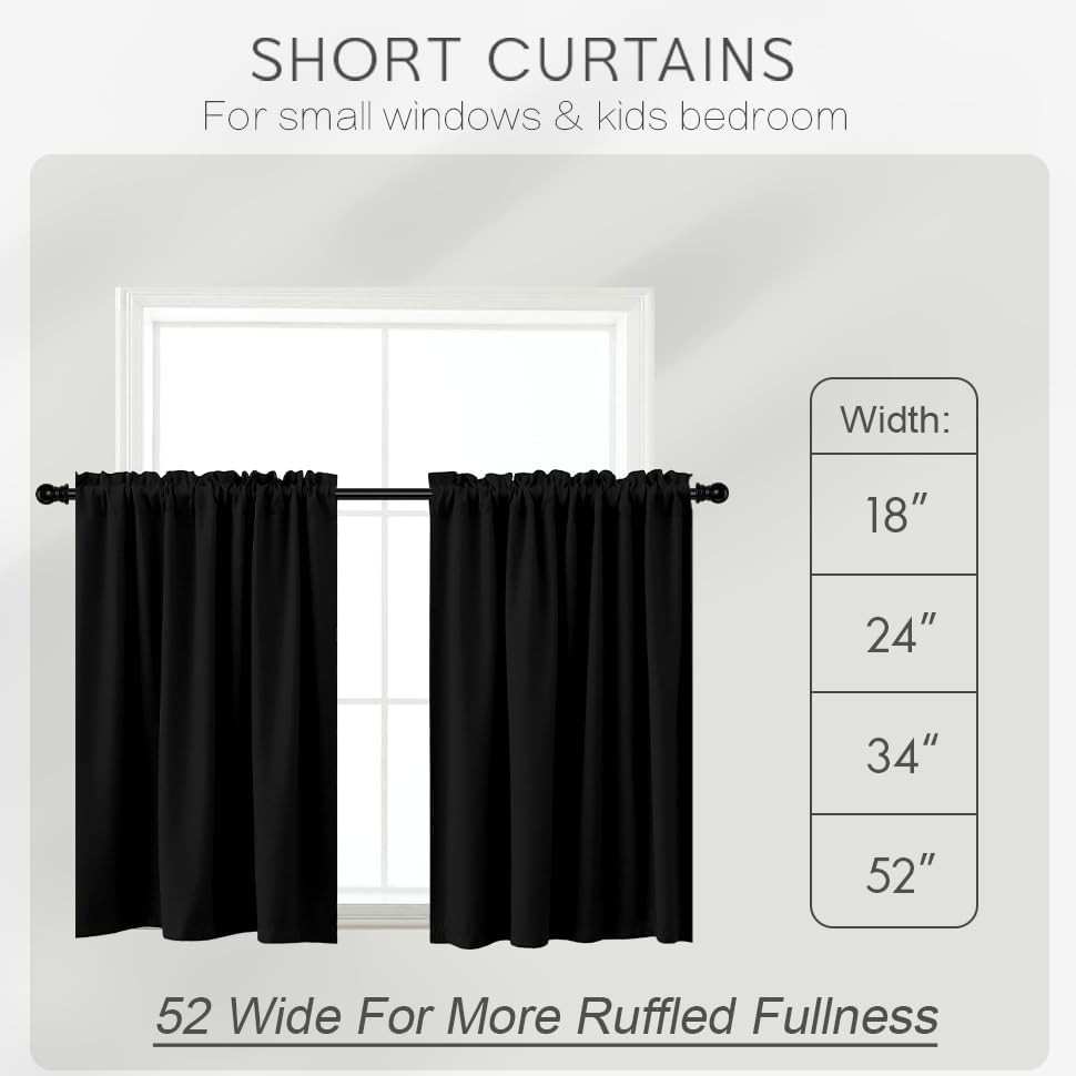 30 Inch Long Curtains for Small Windows Blackout Thermal Insulating Short Windo
