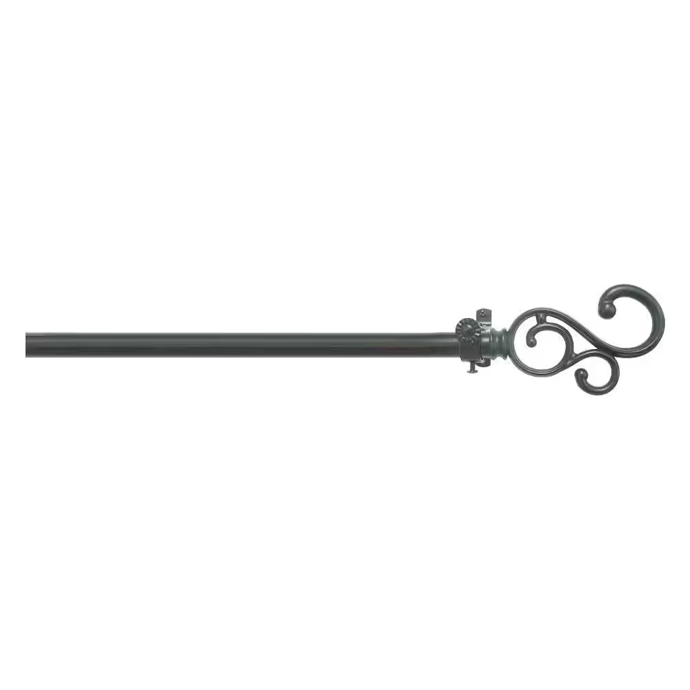 Buono II Medley 48 In. – 86 In. Adjustable 3/4 In. Single Curtain Rod in Black M