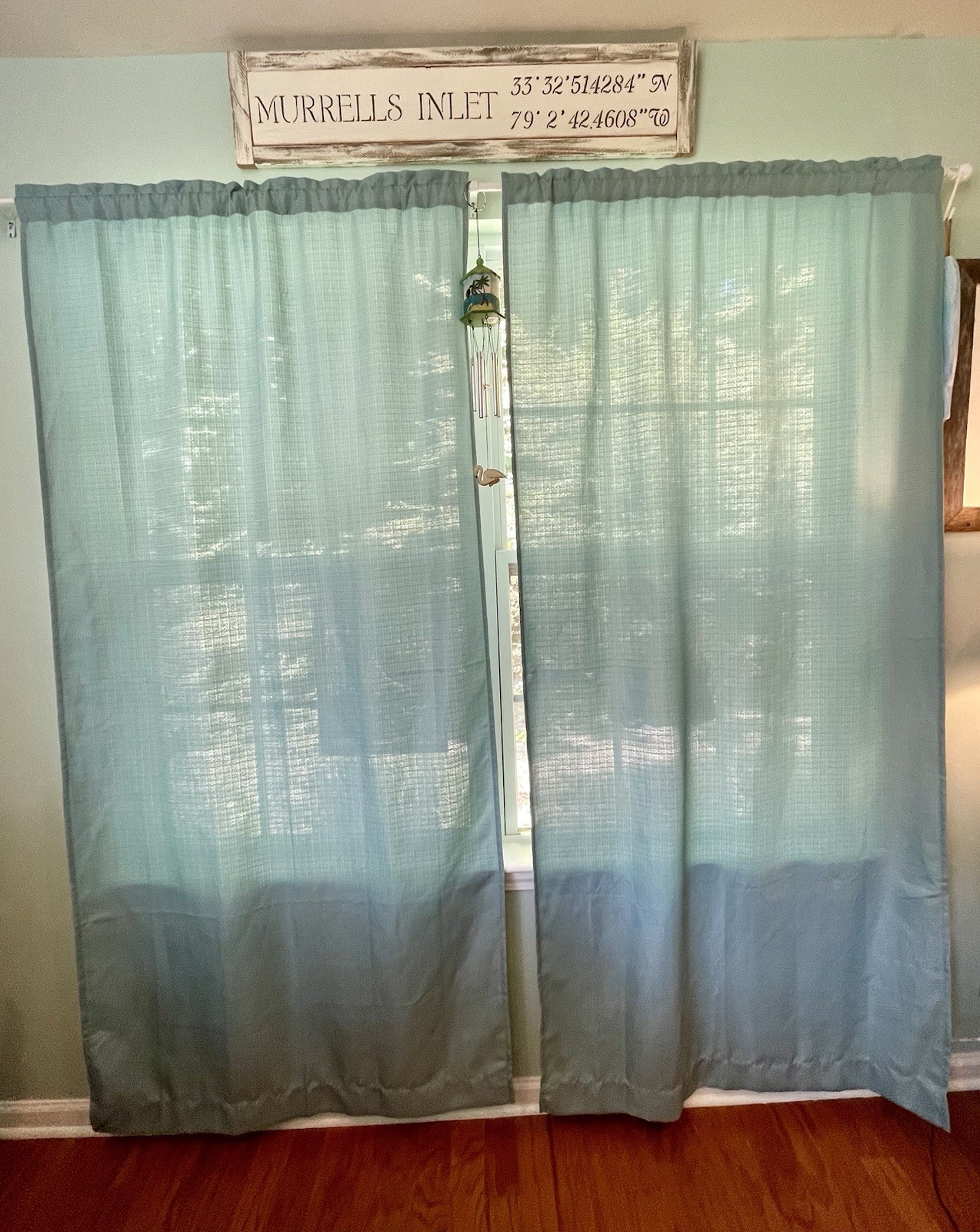 Mainstays Bennett Light Filtering Curtain Panels | Aquifer Blue | 40” x 84”