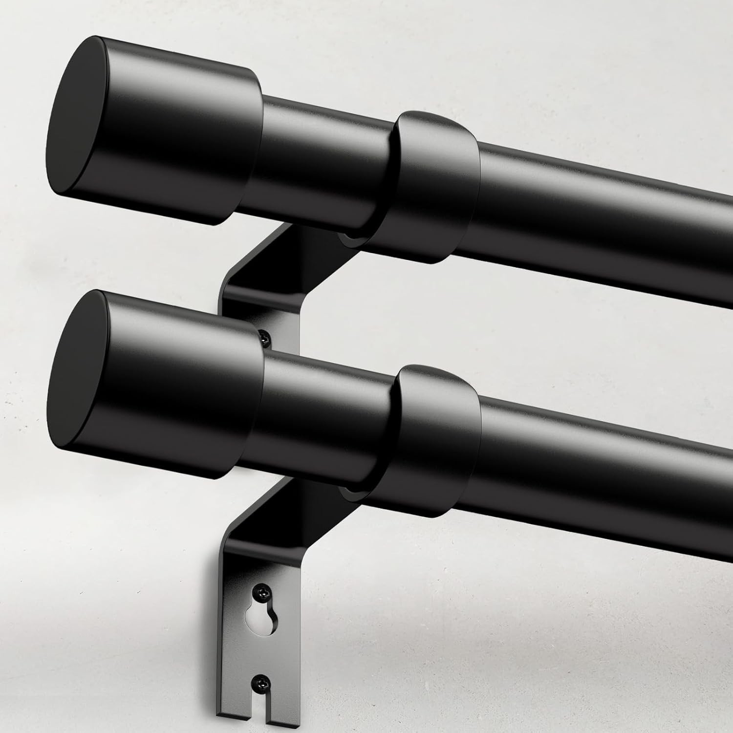 2 Pack Heavy Duty Curtain Rods for Windows 48 30"-90"|2pack, Black
