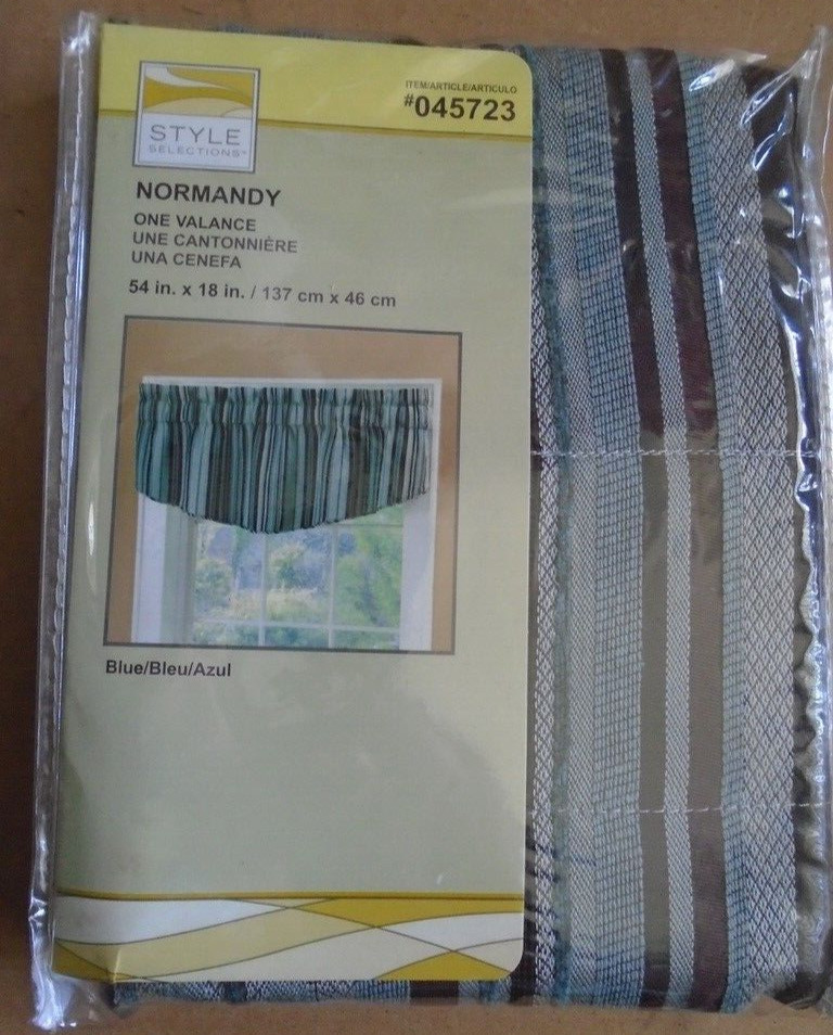 Style Selections Normandy Stripe Window Valance 54″ x18″ (3-pcs) New
