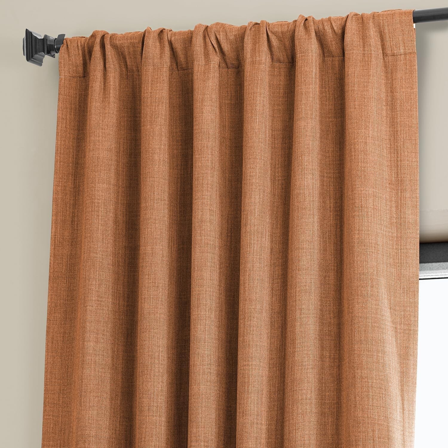 1 Panel Desert Orange 120″L x 50″W Linen Darkening Curtains For Living Room