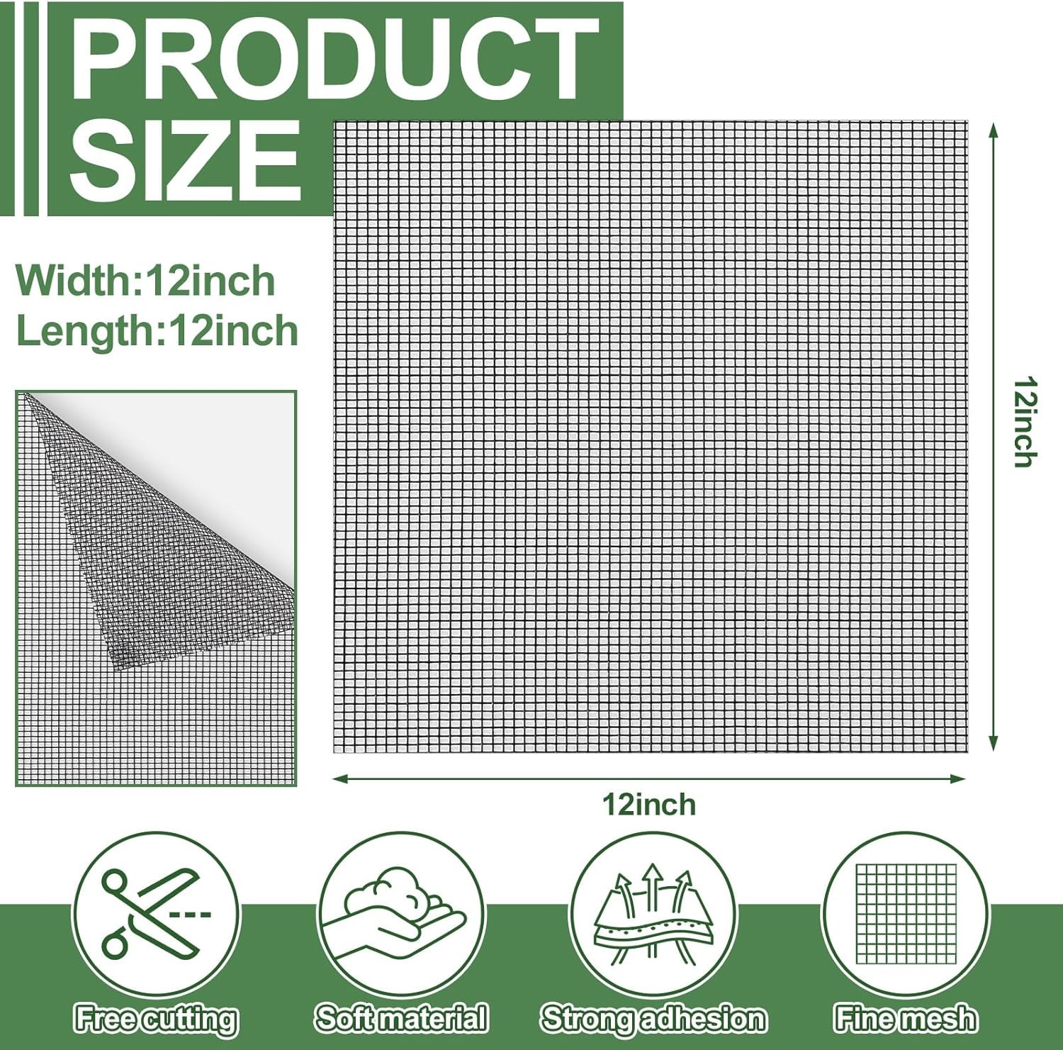6pcs Extra Wide 12″ x 12″ Window Screen Patches Repair Kit Black Screen Tape
