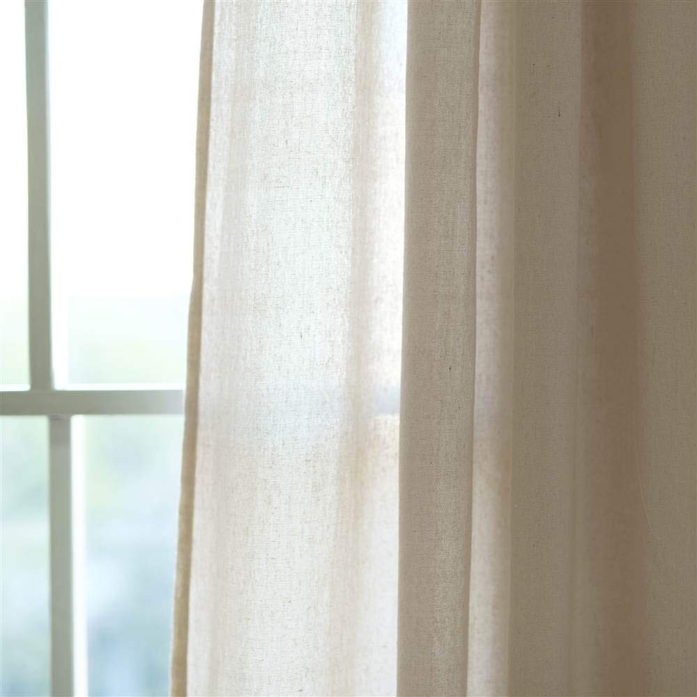 Burlap Knotted Tab-Top Window Curtain Panel Pair, 45″W x 84″L, Dark Linen
