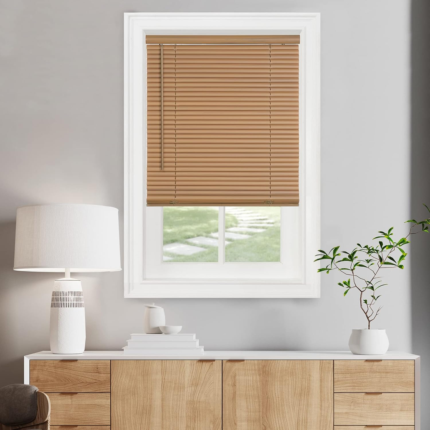 Cordless Light Filtering Mini Blind – 24 Inch Width, 72 Inch Length, 1″ Slat Siz