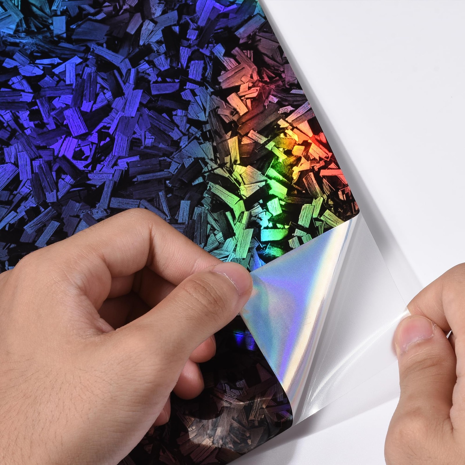 Aumohall Holographic Black Rainbow Forged Carbon Laser Car Vinyl Wrap Gloss