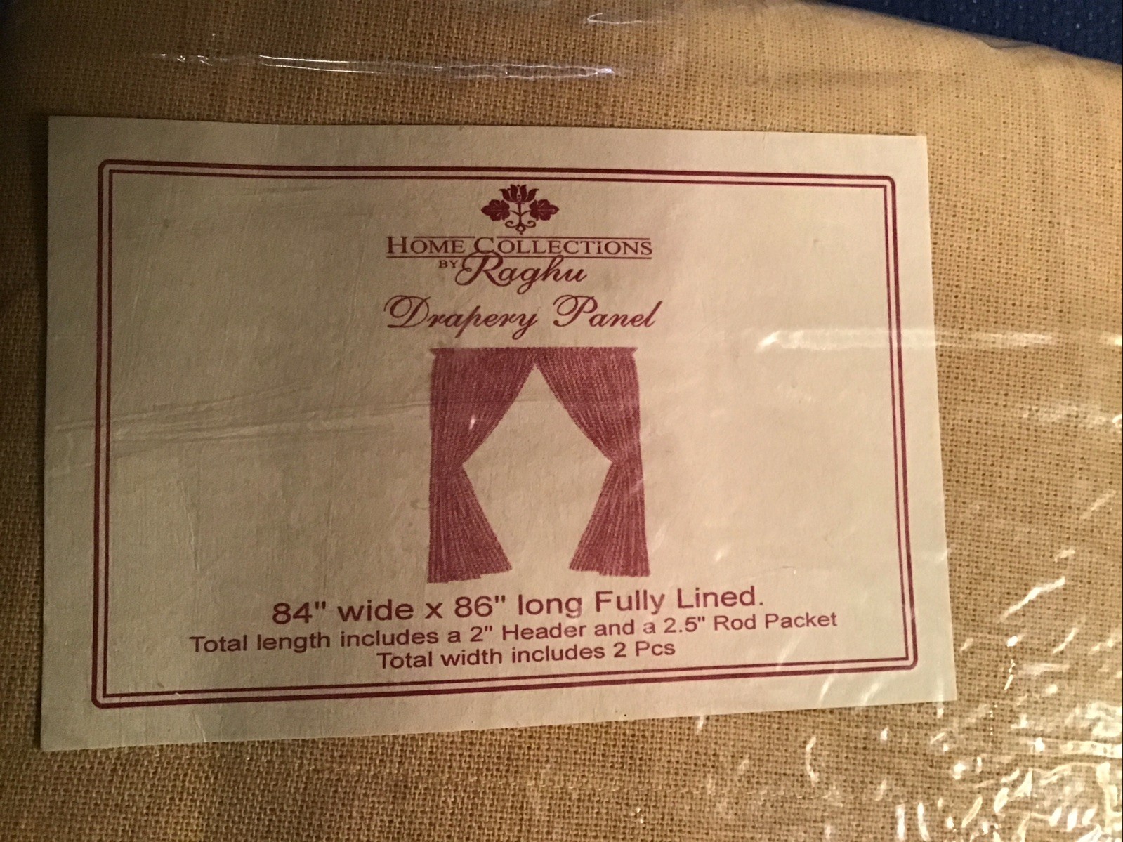 Tobacco Cloth Tan Curtain Panels Farmhouse Home Collections Country 84” X 86”