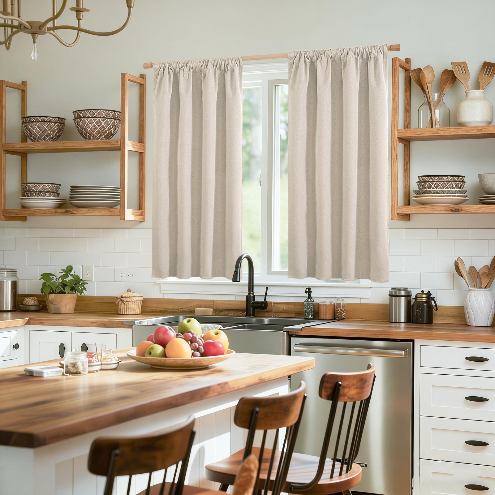 Bgment Short Linen Curtains For Bedroom 40 Inch Length Room Darkening Drapes