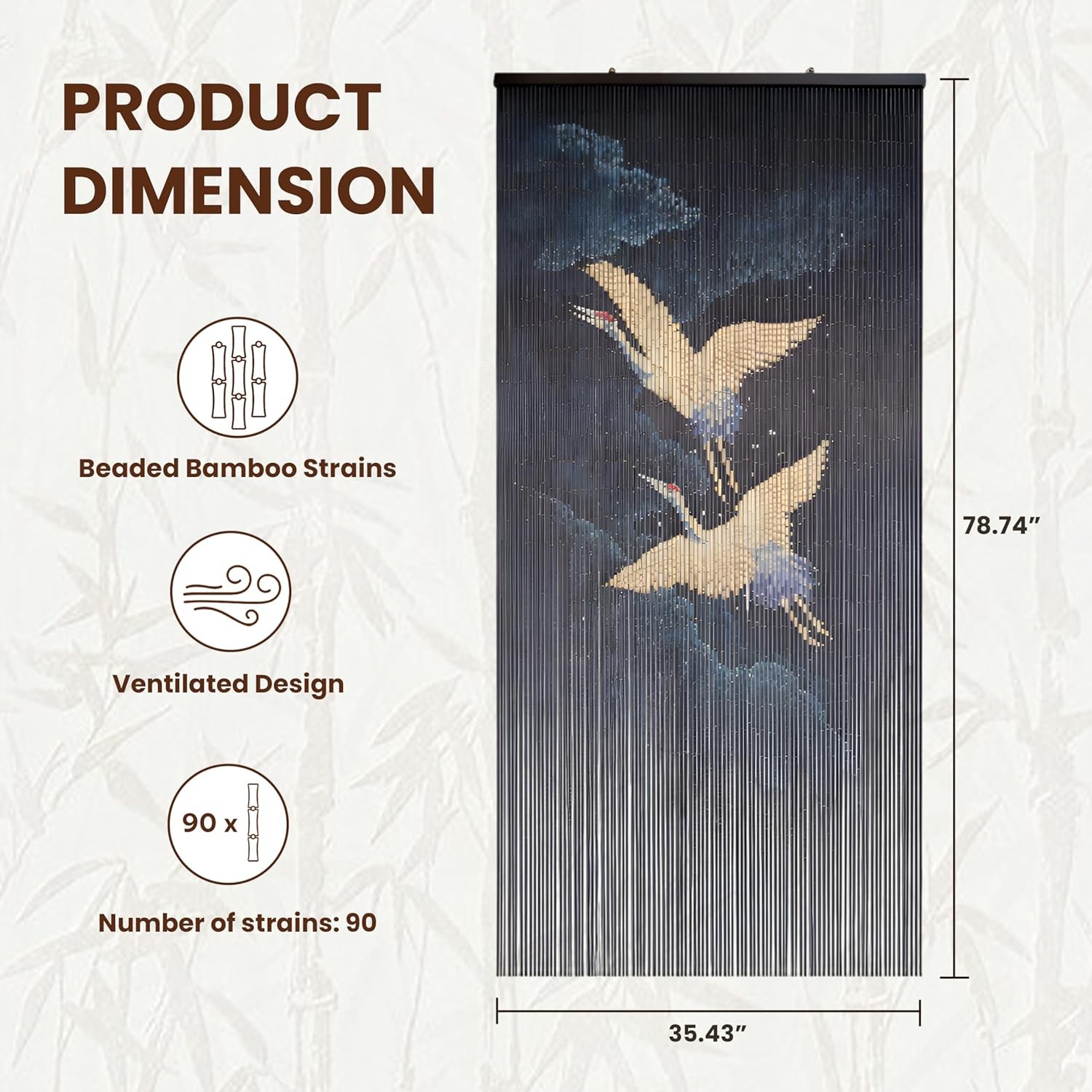 Bamboo Beaded Curtains For Doorways Flying Crane Hanging Room Blind Decor Tool