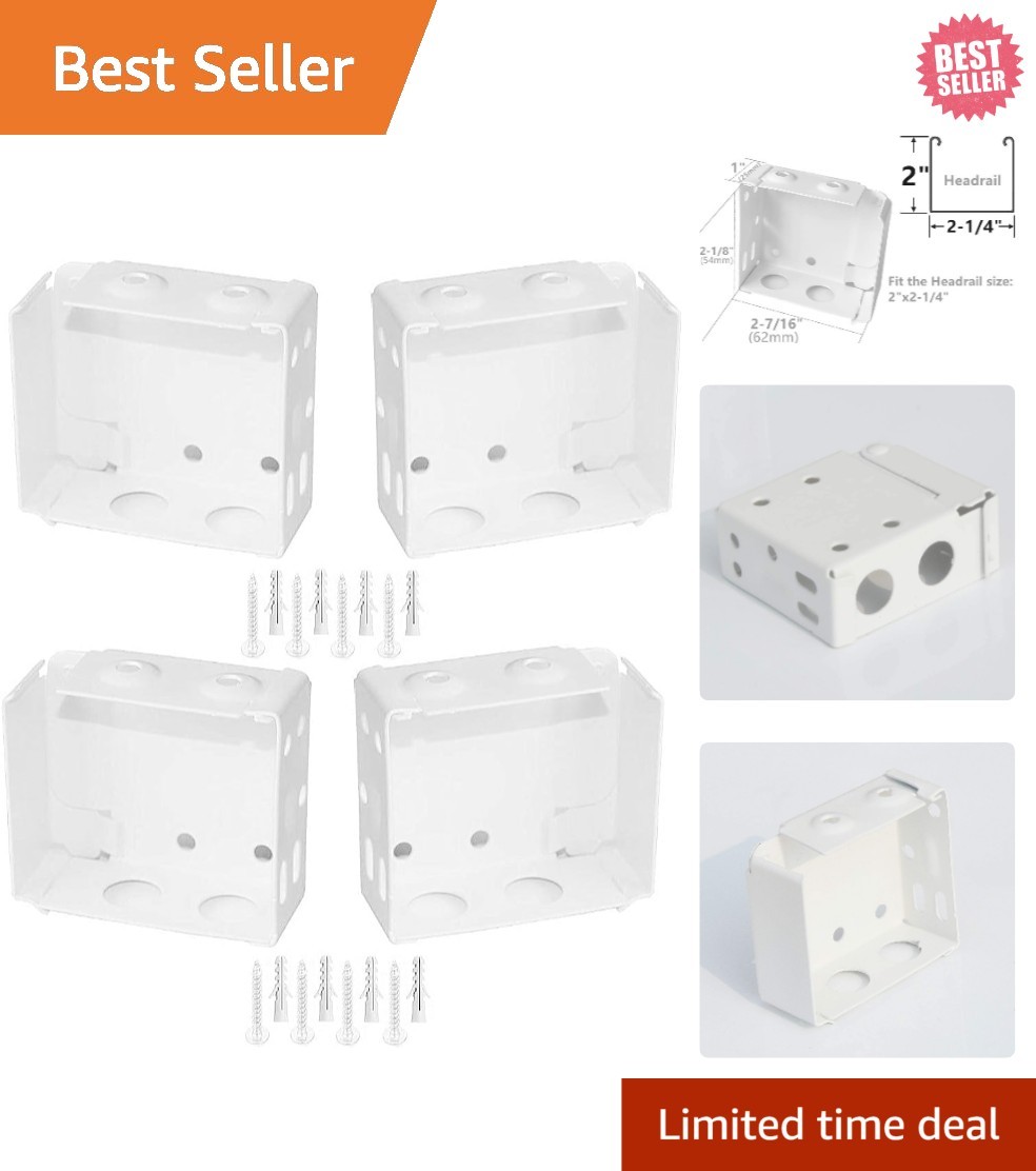 Elegant 4pcs White Alloy Steel Brackets for 2-Inch High Profile Window Blinds