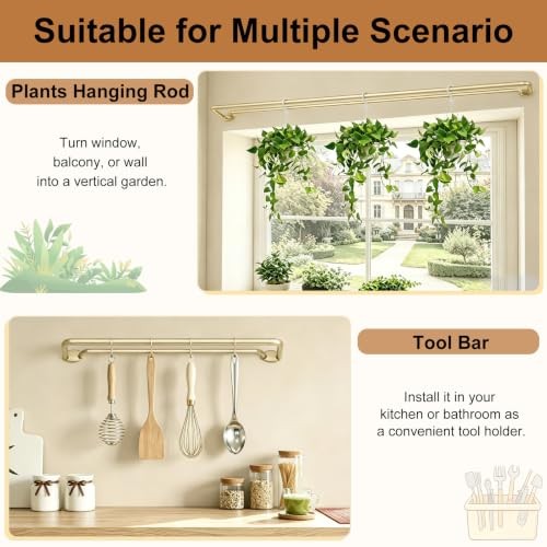 Blackout Double Curtain Rods for Windows 72 to 144 Inches | Heavy 72-150″ Gold