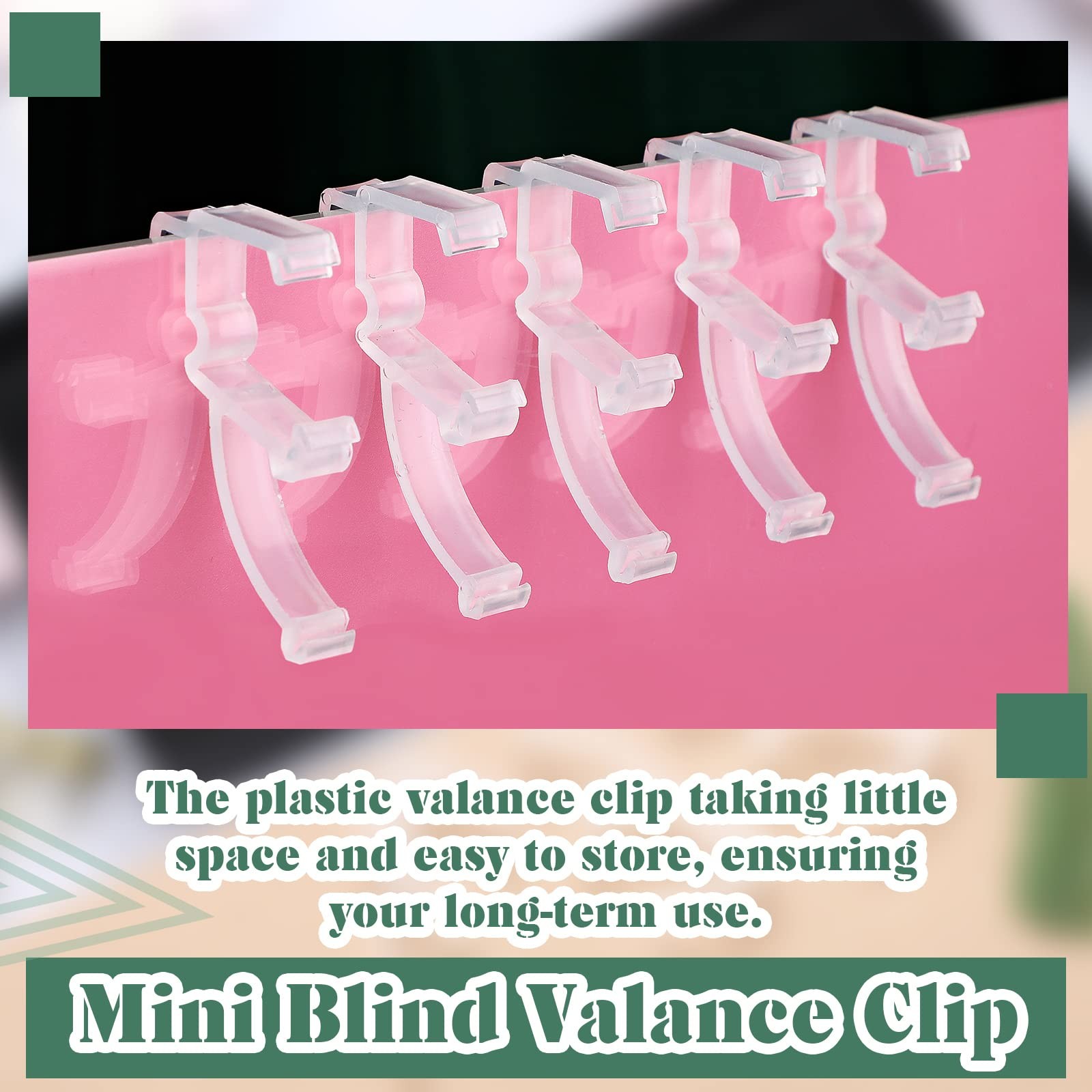 Blulu 20 Pcs 2 Inch Clear Valance Clips Hidden Window One Size, Transparent