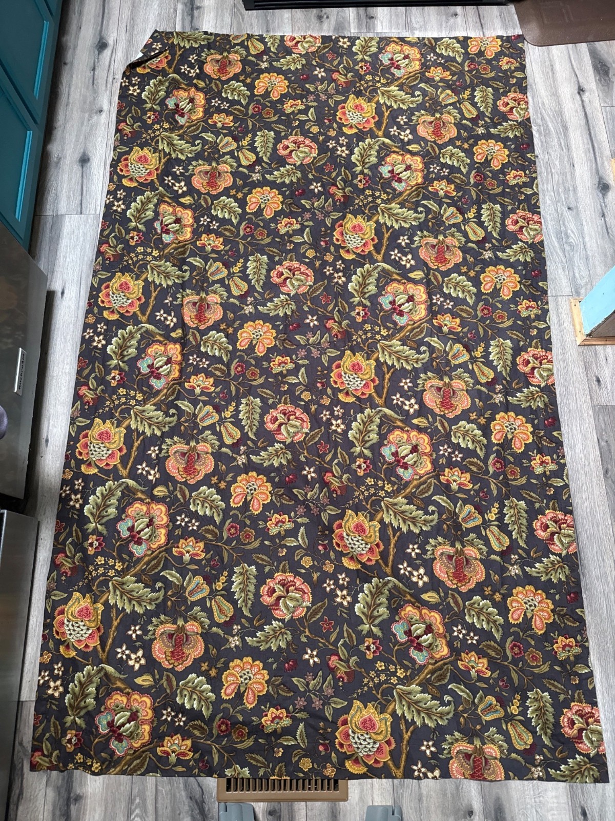 Waverly Floral Jacobean Floral “Imperial Dress” Print Curtain Lined Panel Rod Po
