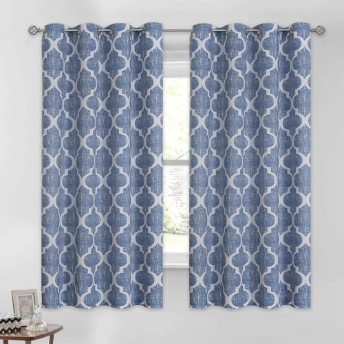 100% Blackout Curtains 54 Inches Long 2 50″W x 54″L (Pack of 2) Grommet | Blue