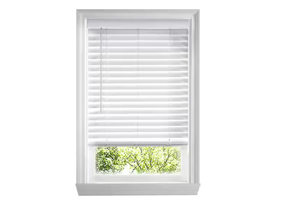 White Cordless 2 in. Faux Wood Blind – 34.25 in. W x 72 in. L