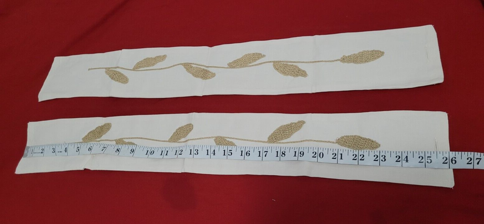 Crochet Leaves 2 Panels w/Valance & 2 Panel Tiers Cotton Off White 5 Pc READ