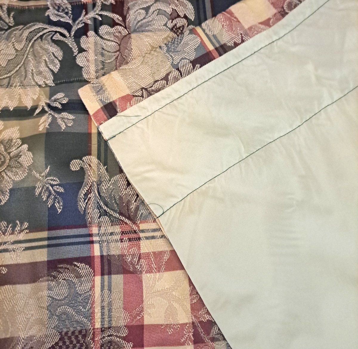 Plaid Floral Damask Curtain Valance Blue Red Beige Country Cottage 15×52