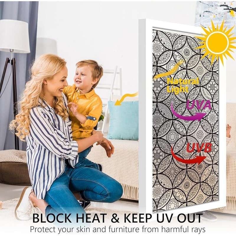 Privacy Window Film UV Blocking Static Cling Home Protection Frosted Glass Tint