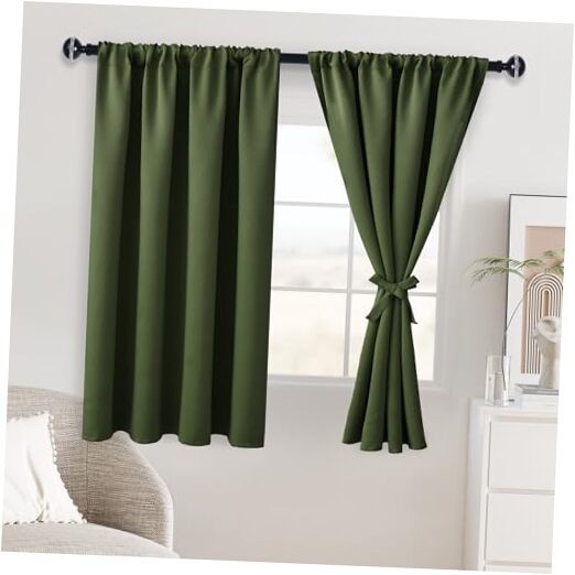 Blackout Curtains for Bedroom– Thermal 42″W x 54″L (Pack of 2) Olive Green