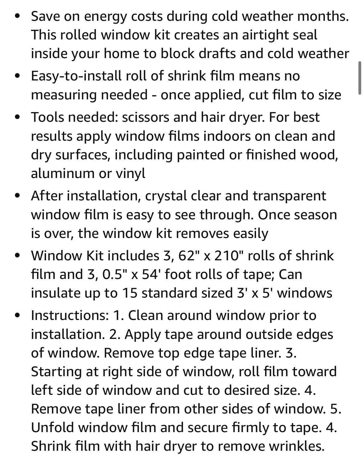 Duck indoor window insulation kit 3 rolls and 2 tapes