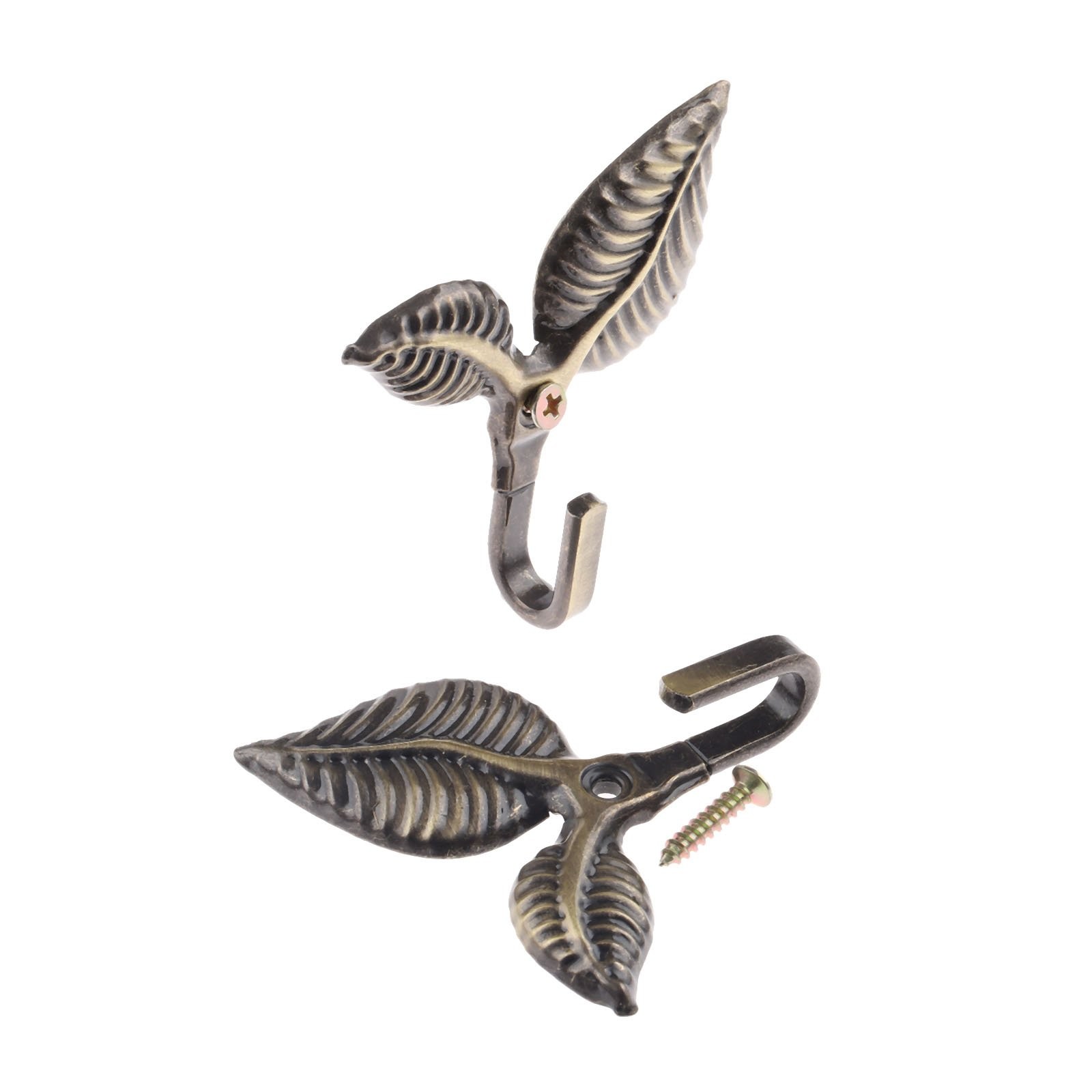 Hicello 2Pcs Curtain Tieback Hooks Multifunctional Wall Hook Bronze Vintage L…