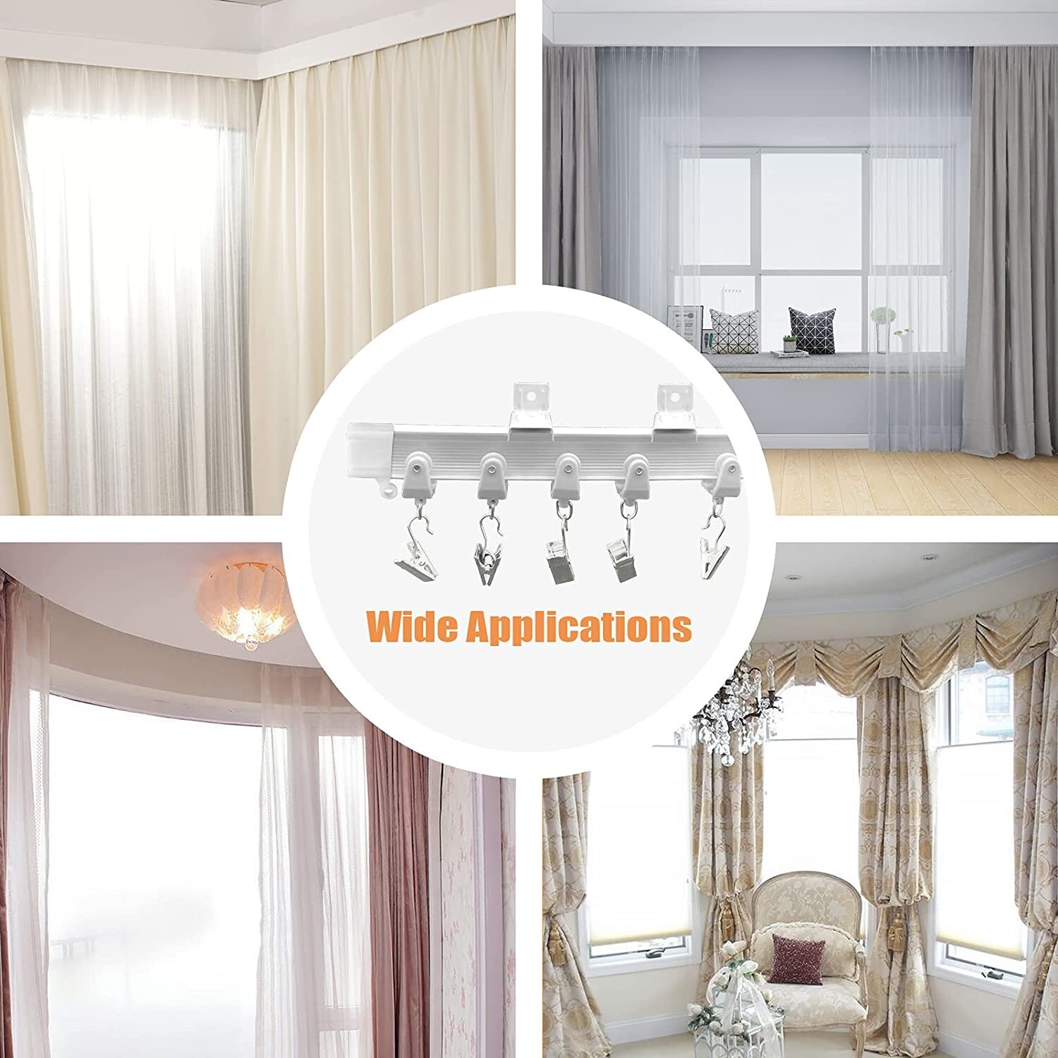 Ceiling Curtain Track Window Rod Rail System Flexible Curve Divider Rv Privacy