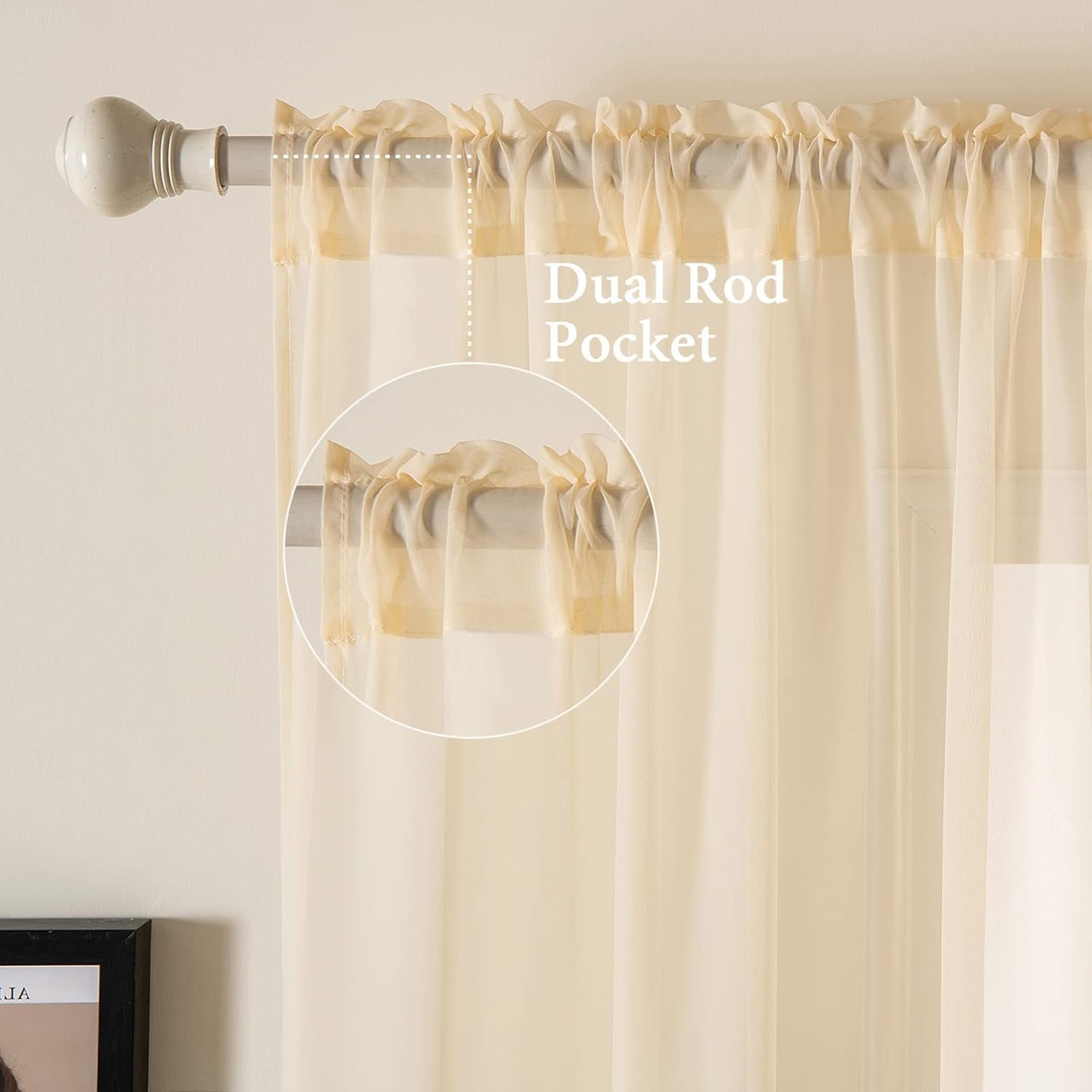 Contemporary Solid Color Sheer Drapes – 2 Panels for Living Room 54″ x 84″