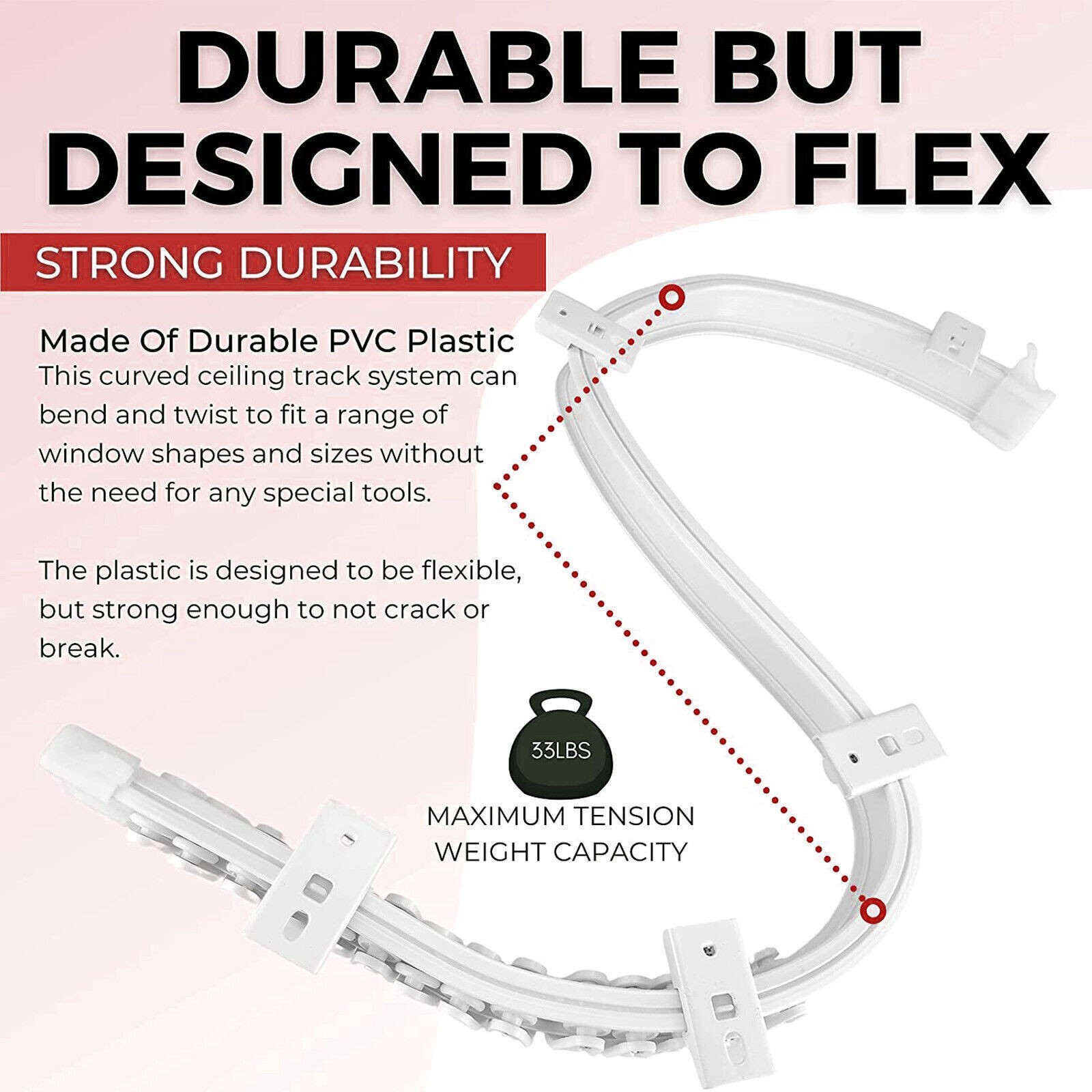 Ceiling Curtain Track Window Rod Pole Rail System Flexible Rail Track Mount