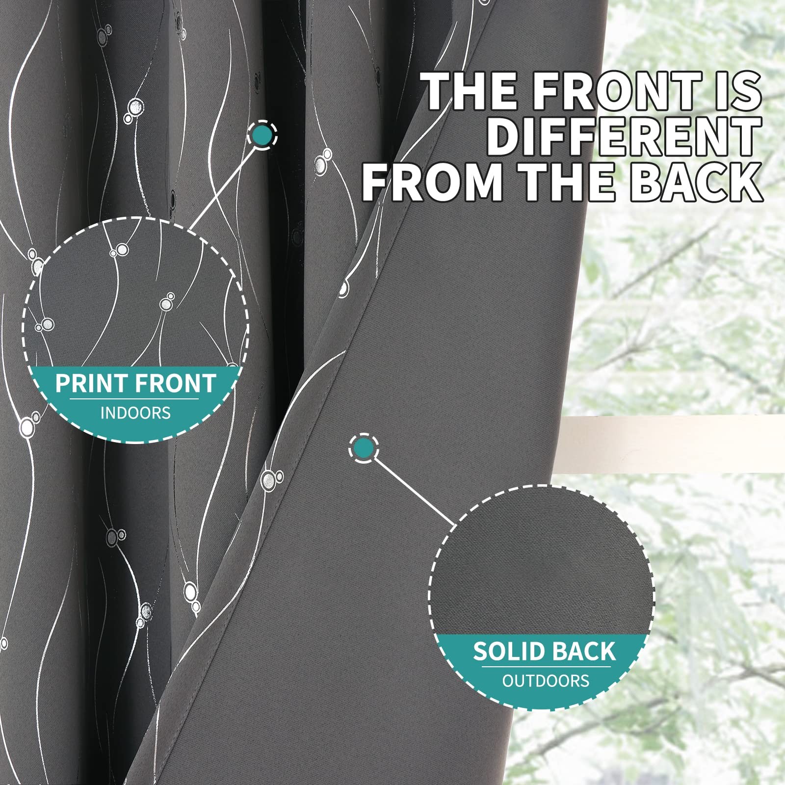 BGment Blackout Curtains 63 Inch 42″W x 63″L (Pack of 2), Dot-dark Grey