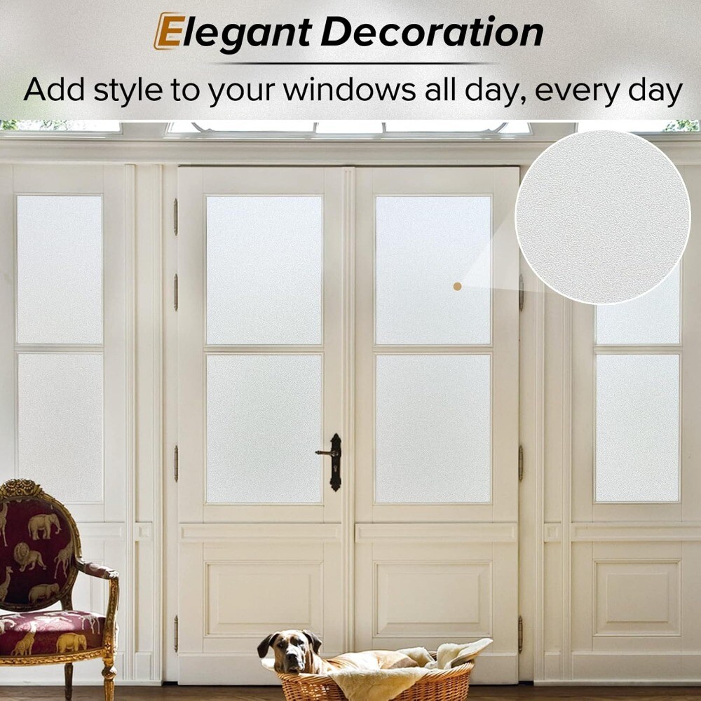 rabbitgoo Privacy Frosted Window Film Static Cling Opaque Glass Sticker Anti-UV