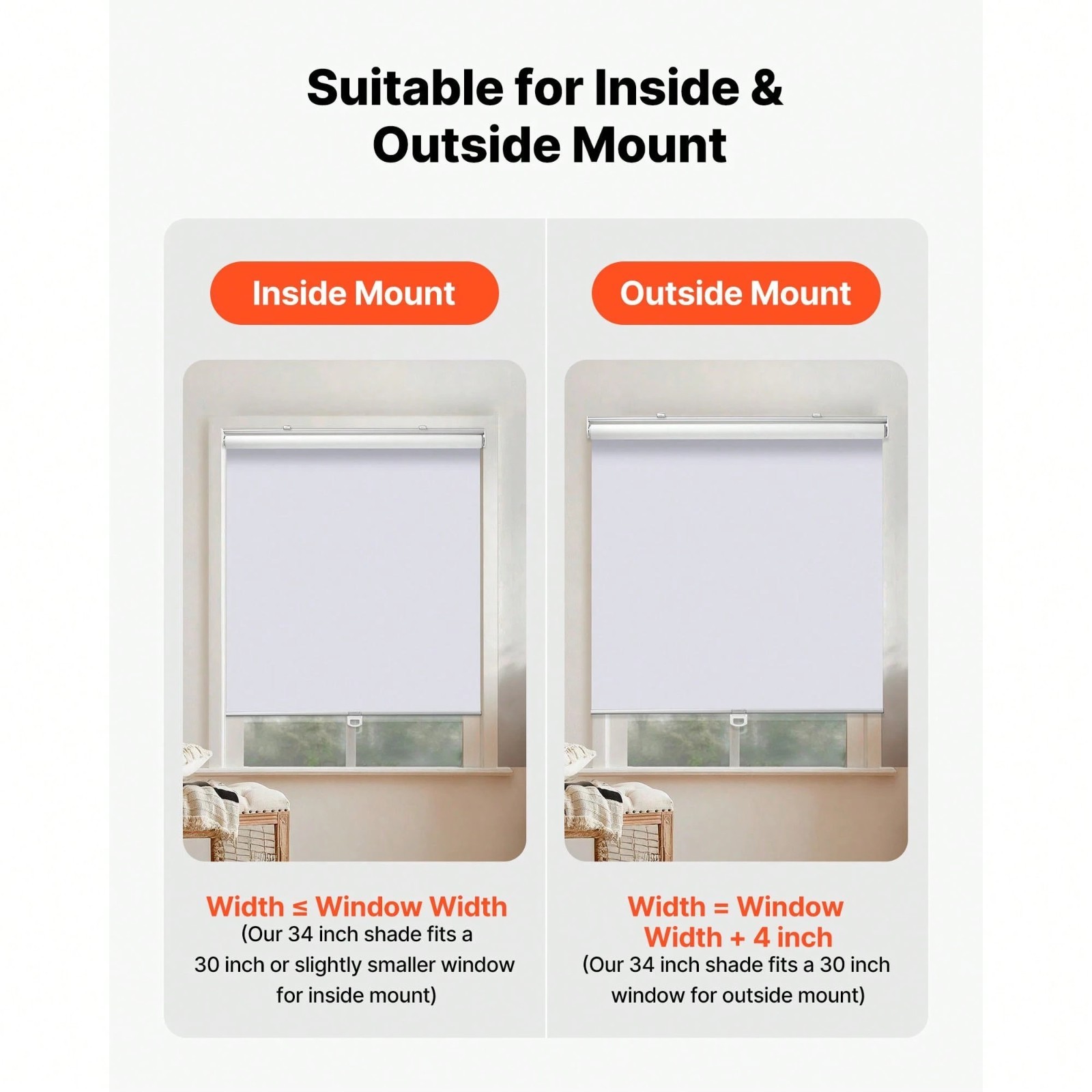 34×72 Cordless Blackout Roller Shades Thermal Insulated Window Blinds