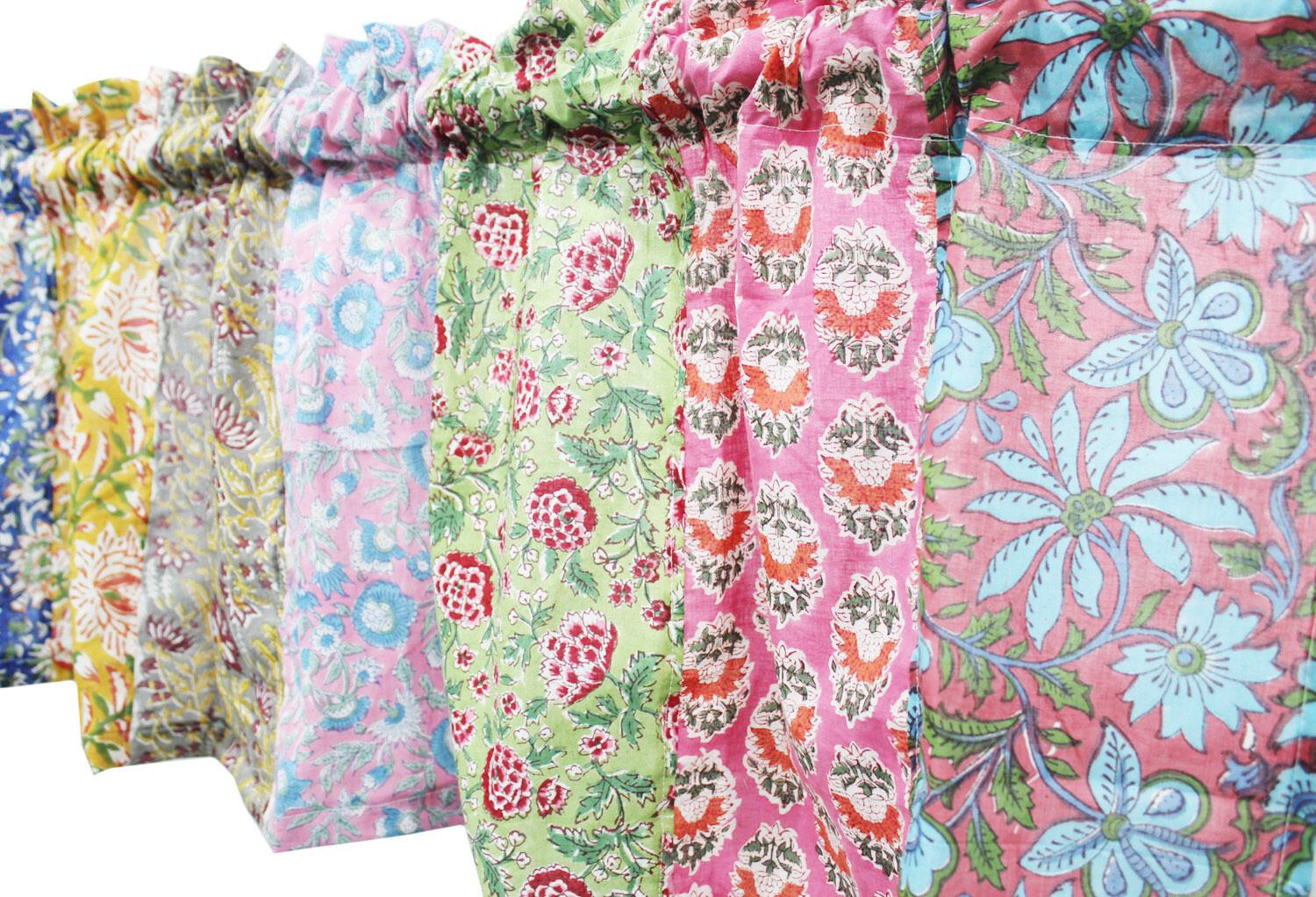 Patchwork Window Curtain Valance Multicolour Floral Rod Pocket Boho Home Décor