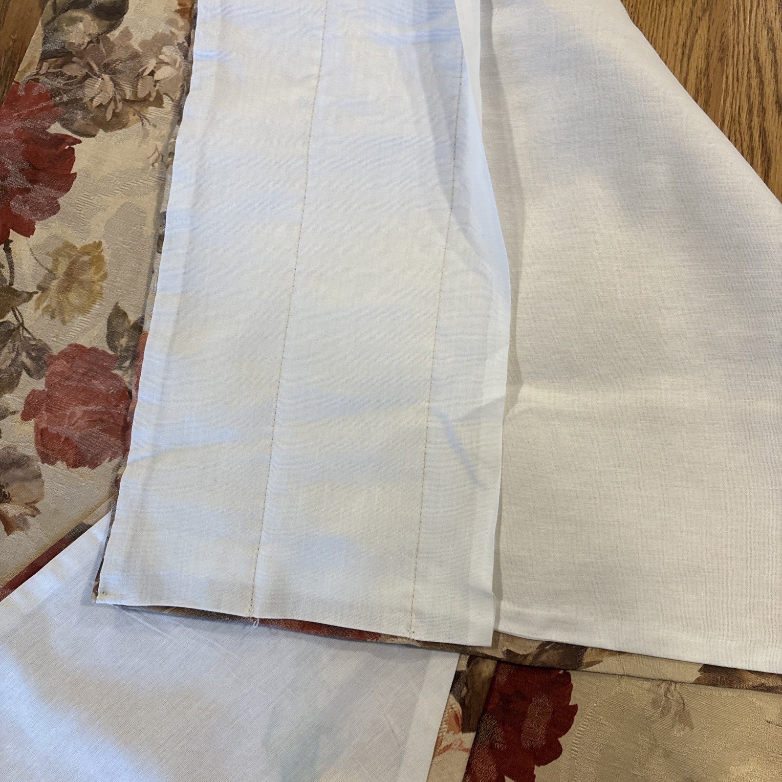 Set of 2 24×61” Floral Rose Lined Curtain Panels, Left & Right, Wide Rod Pocket